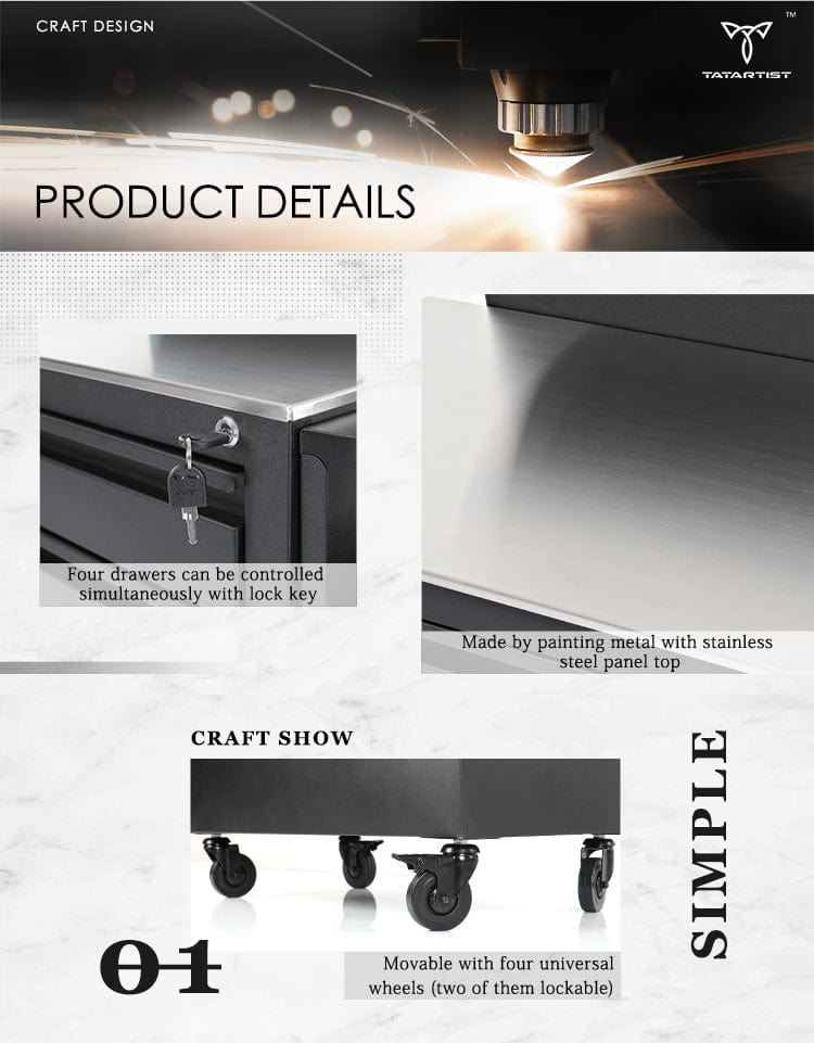 【USA】Tattoo Workstation Tool Cabinet With Drawers TA-WS-03