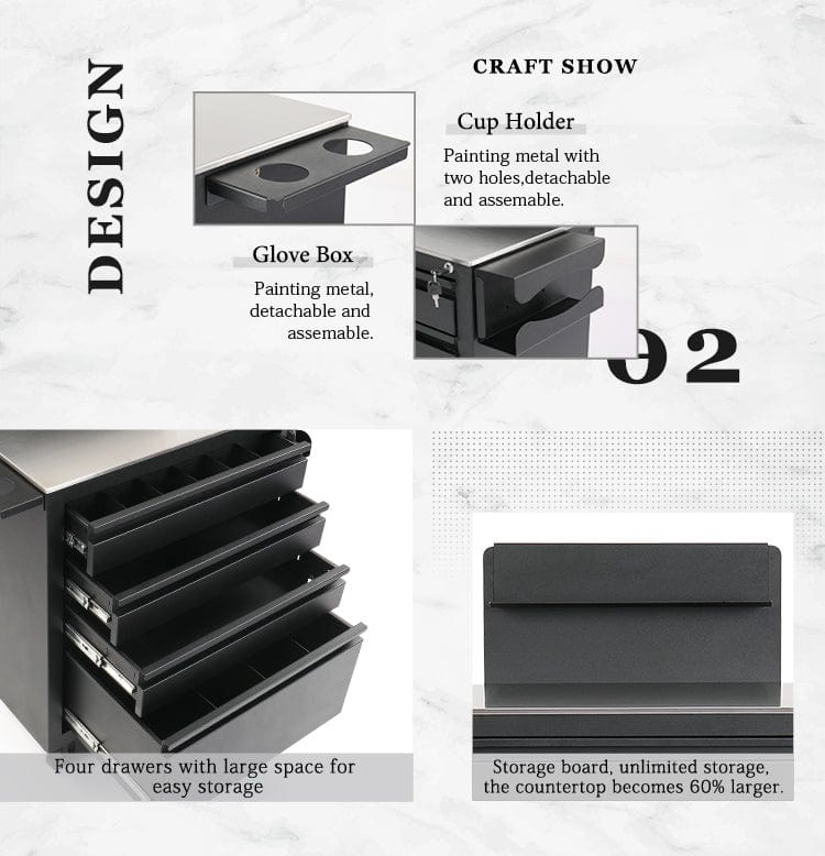 【USA】Tattoo Workstation Tool Cabinet With Drawers TA-WS-03