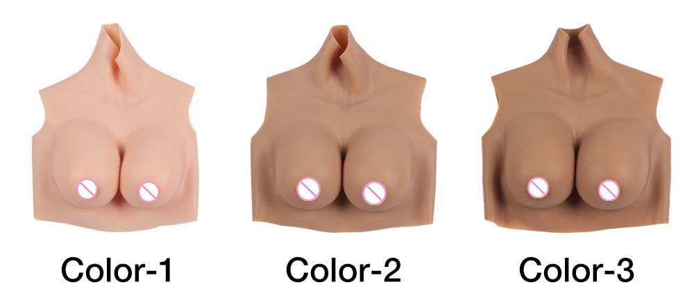 High-Neck Silicone Breastplate with Navel — C–G Cup
