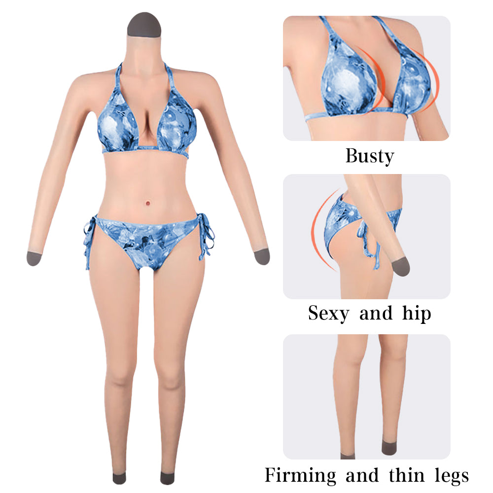 Full-Body Silicone Bodysuit with Integrated Breast Forms