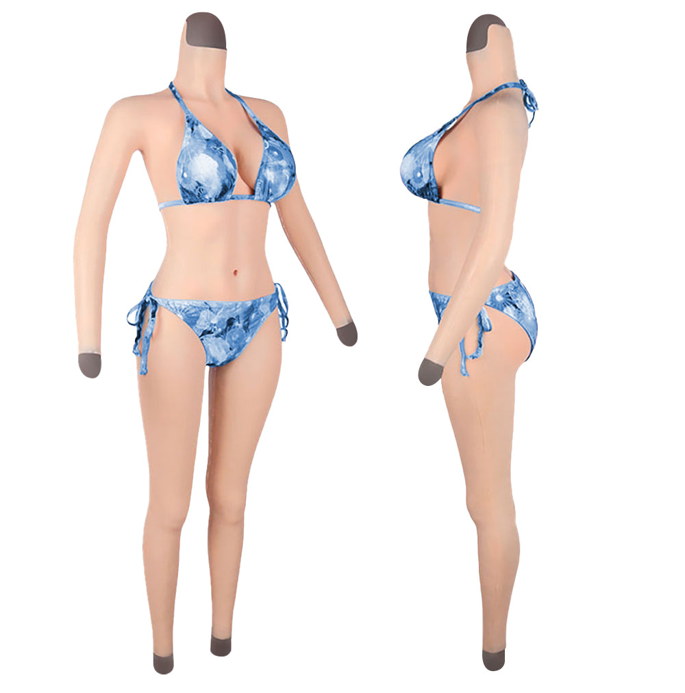 Full-Body Silicone Bodysuit with Integrated Breast Forms