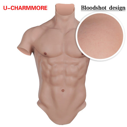 Enhanced Silicone Muscle Suit with Sculpted Chest & Abs