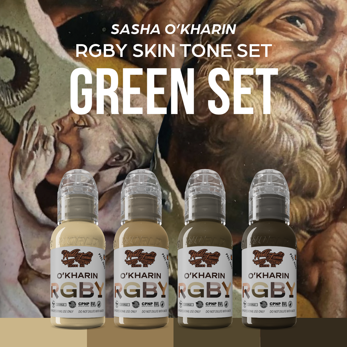 Sasha O’Kharin RGBY Skin Tone Green Mini Set of 4 Colors — World Famous — 1oz