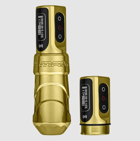 FK Irons Flux Max Tattoo Machine With 2 Powerbolt 2.0 — 4.0mm Hope Versus Cancer Gold