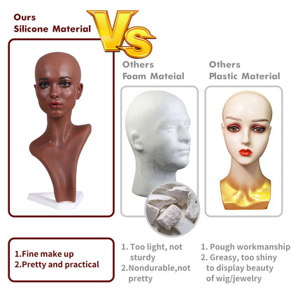 Realistic Female Silicone Head & Shoulder Display Mannequin