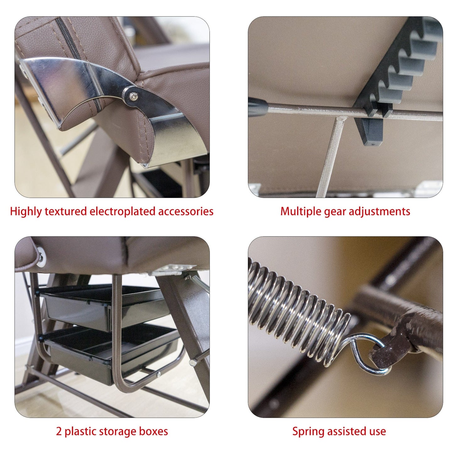 【USA】72" Adjustable 3-Section Tattoo Bed with Removable Headrest (Brown)