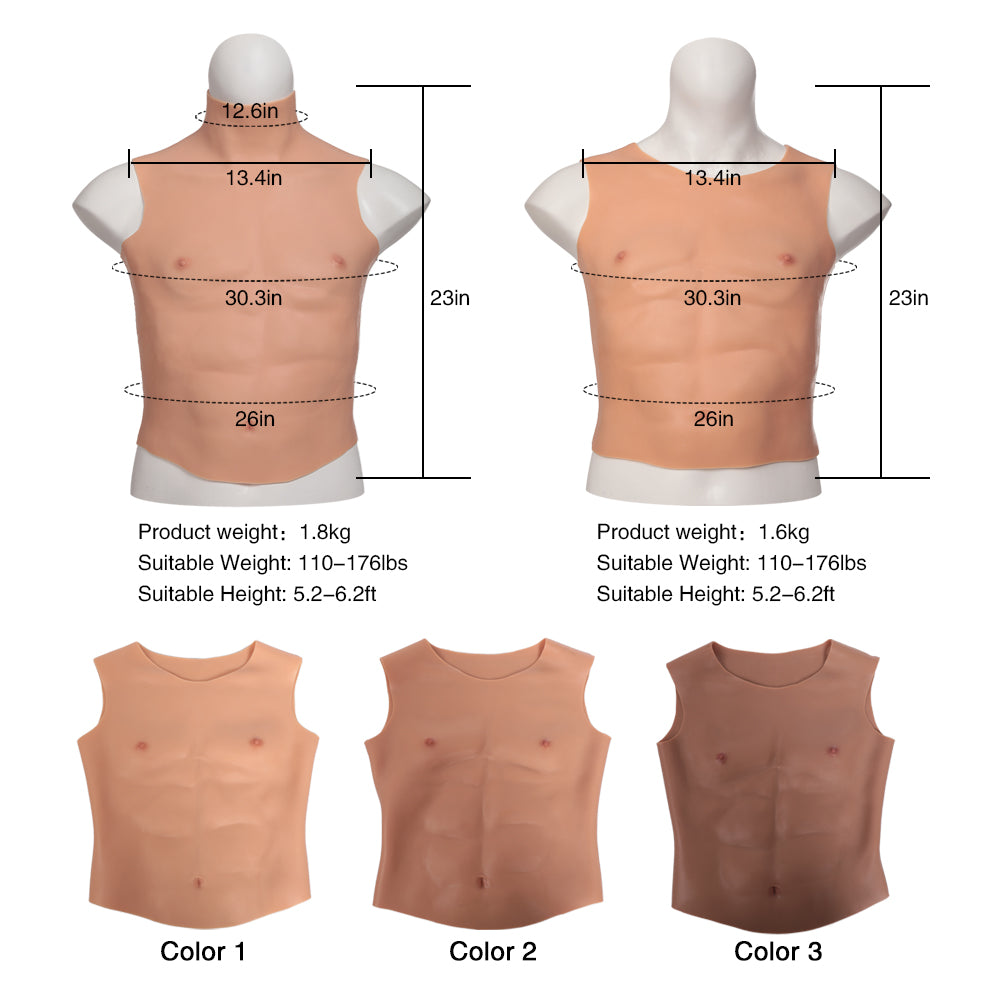 Silicone Muscle Vest with Sculpted Chest & Abs
