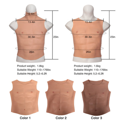 Silicone Muscle Vest with Sculpted Chest & Abs
