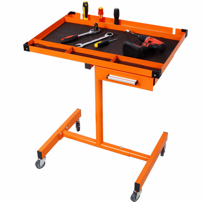 【USA】Adjustable Steel Tray with Drawer and Casters orange