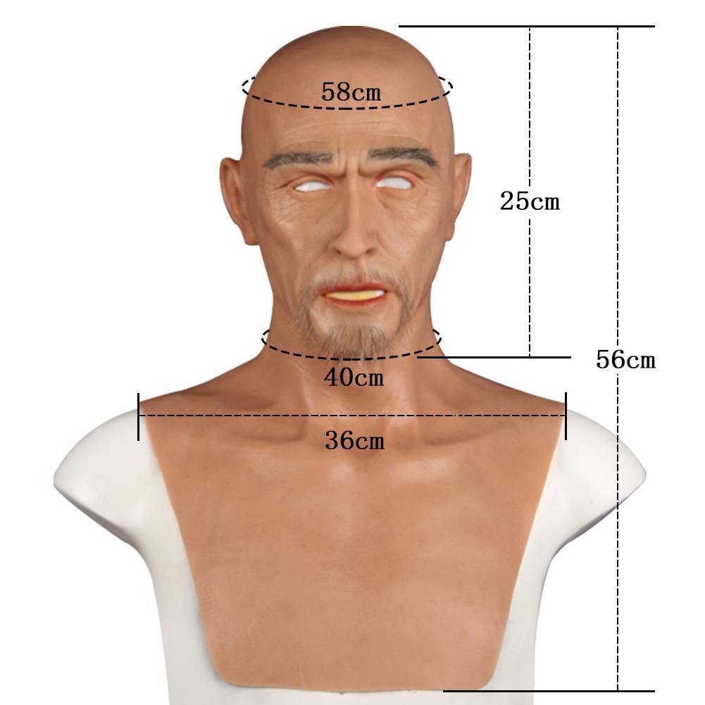 Realistic Male Full-Head Silicone Character Hood