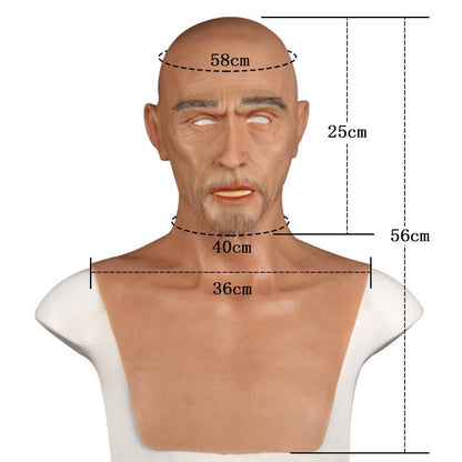 Realistic Male Full-Head Silicone Character Hood