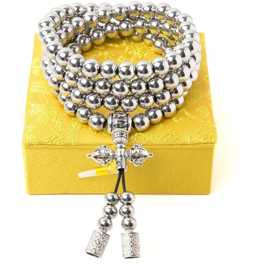 Full Stainless Steel Buddism Mala Self Defense Necklace EDC Defense Tool