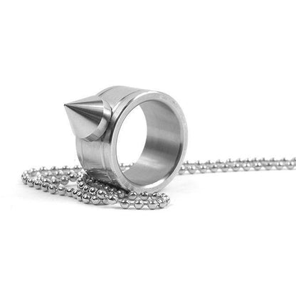 Full Stainless Steel Spike Ring Self Defense With Ball Chain