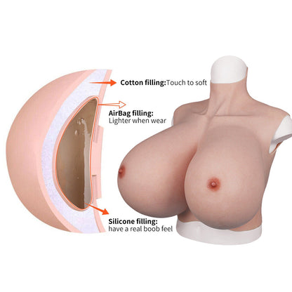 Extra-Large Silicone Breastplate — S & Z Cup, Lightweight Fill