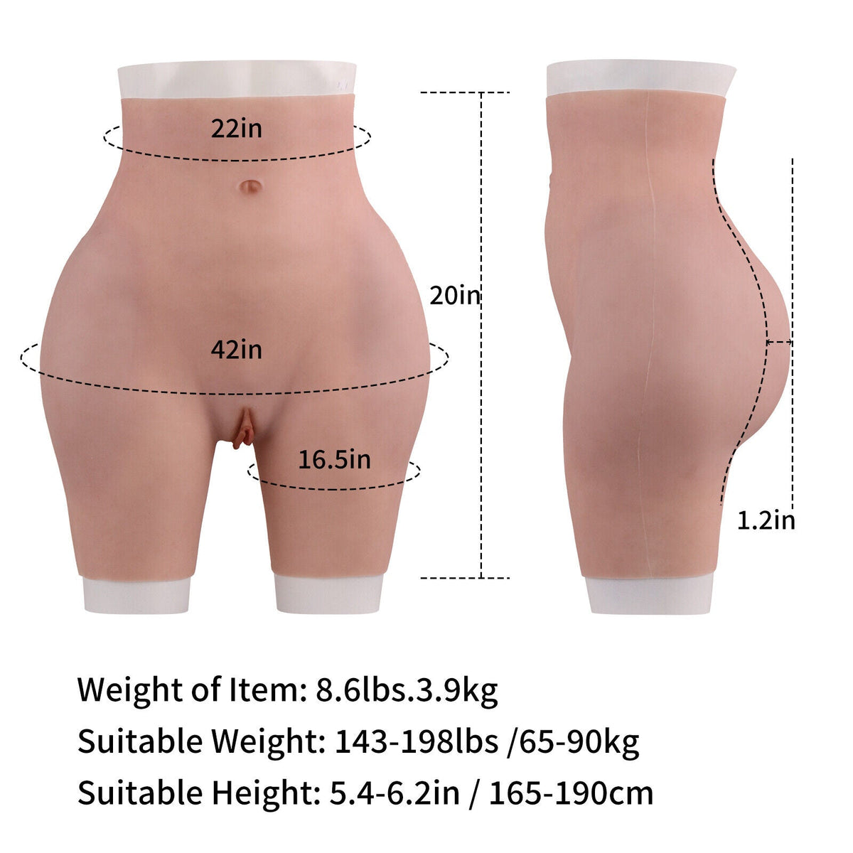 Veined Oil-Free Silicone Hip Enhancer Pants